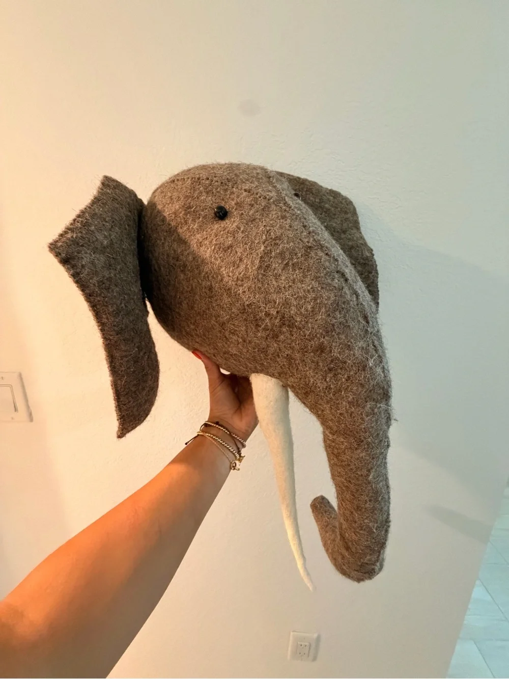 Restoration Hardware Felt Elephant Head - Gray Brown Tones